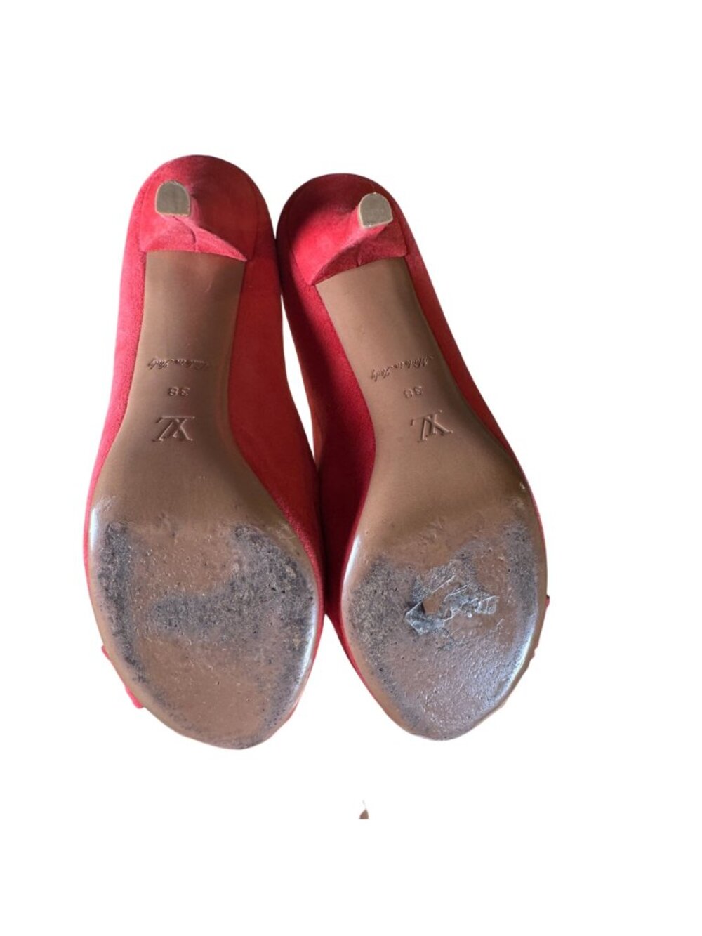 Louis Vuitton Red Suede Catania Peep Toe Platform Pumps Heels Size 38 - Picture 5 of 13